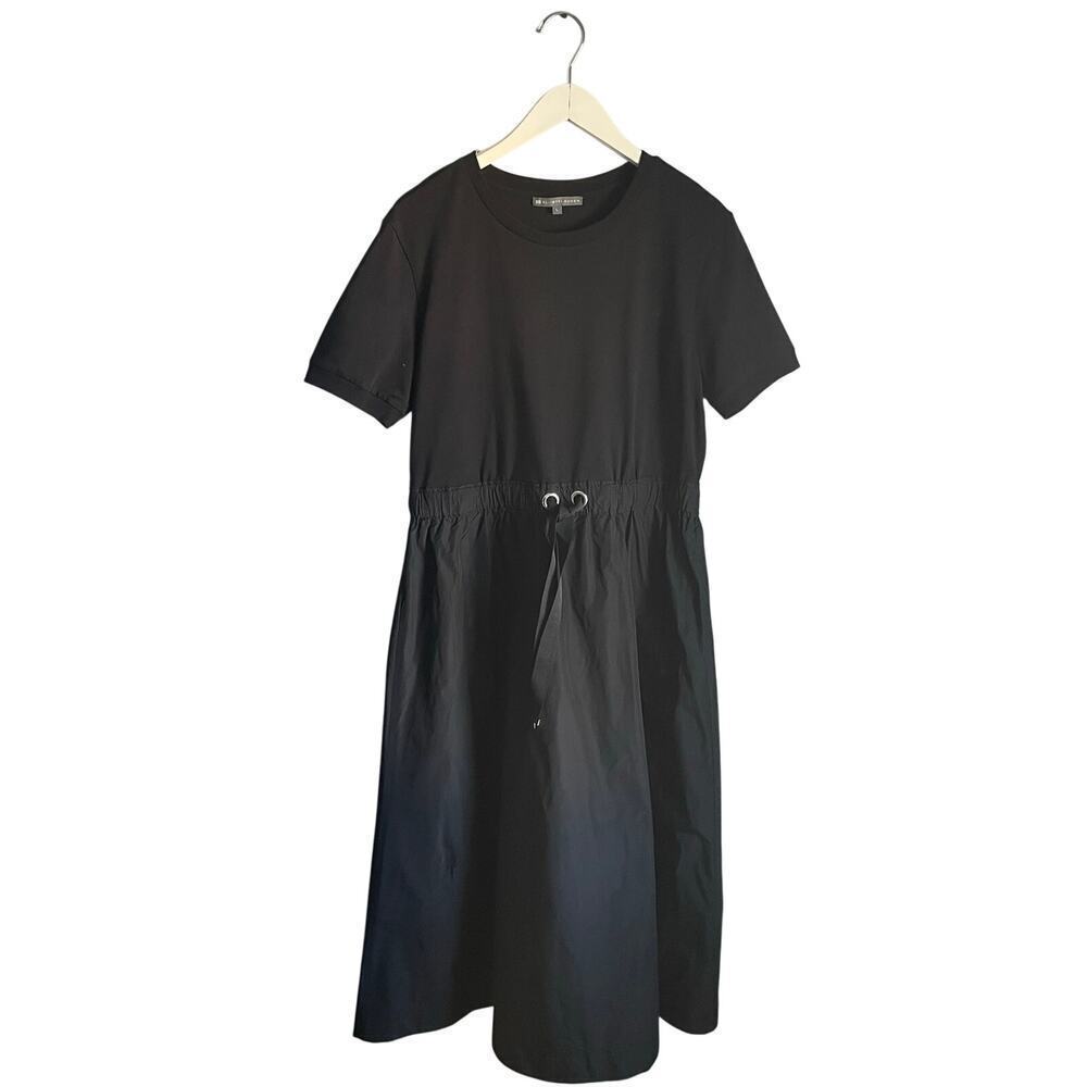 Elliott Lauren Black T-Shirt A-Line Maxi Dress Full Skirt Lagenlook Minimalist L